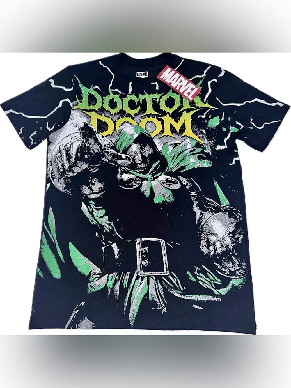 Marvel Doctor Doom Black T Shirt Mens New Giant Print (L,XL)